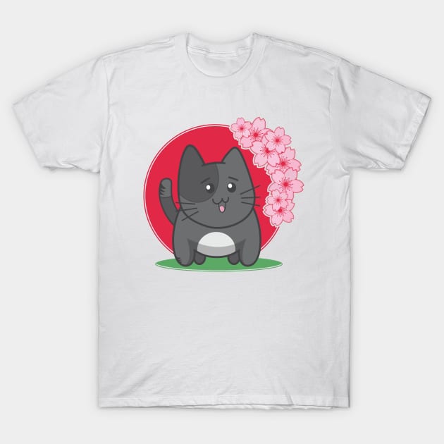 Little Meow and the cherry blossoms. T-Shirt by FunawayHit